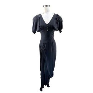 Karen Alexander Embellished Black Asymmetrical Midi Dress 4 Vintage 80s 90s Y2K